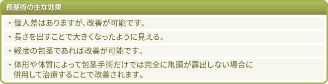 長茎術の主な効果